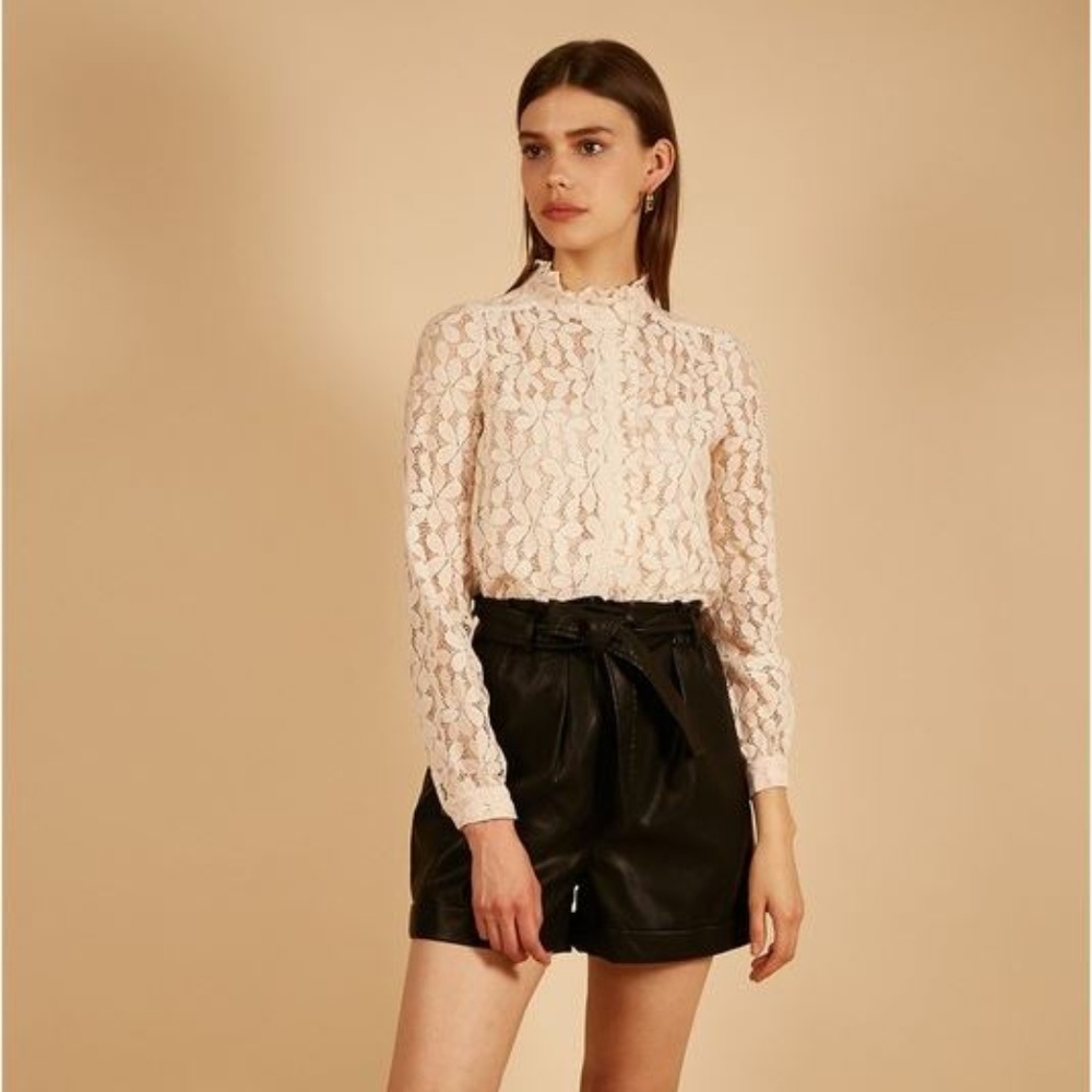 Corane Long Sleeve Pink Lace Blouse
